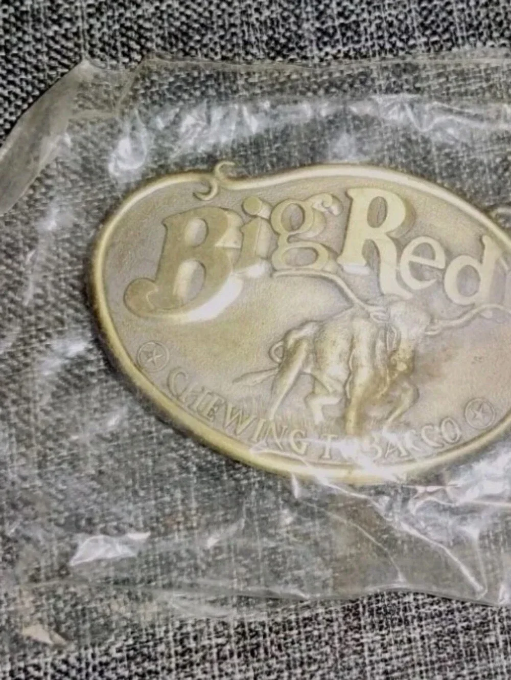 Big Red Chewing Tobacco Belt Buckle Bull Advertising Promotional 2.75